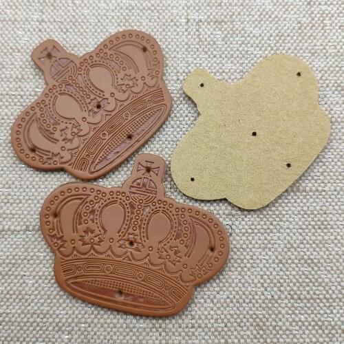 Crown Leather Handmade Labels For Clothing Hand Made Pu Leather Crown Tag For Clothes Patch Diy Accessories Handmade Label
