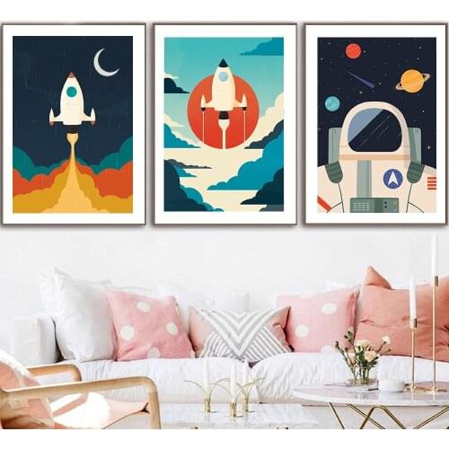 Space Travel Universal Canvas Painting Astronaut Decor Wall Art Pictures for Living Room Home Posters and Prints Unframed