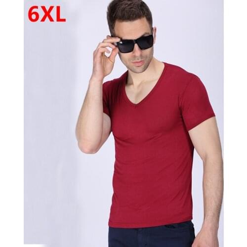Summer Modal cotton plus size thin section V-neck big size short-sleeved T-shirt large size loose T-shirt men 6XL 5XL 4XL