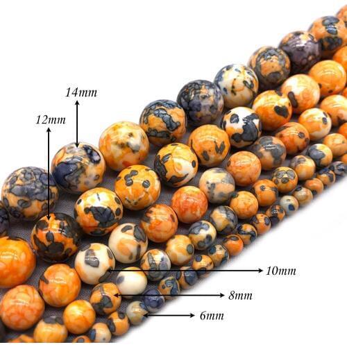 Natural StoneOrange Gray Dots Rainbow Stone Round Loose BeadsFitMulti-purpose Jewelry Making 4 6 8 10 12 14MMPick Size J250