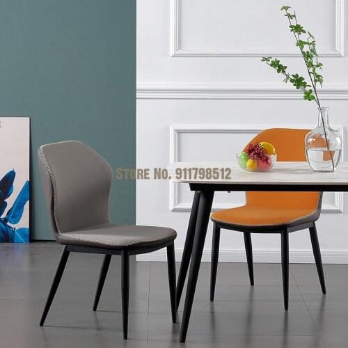 Nordic backrest soft bag home dining chair modern minimalist Italian light luxury net red iron restaurant makeup table chair