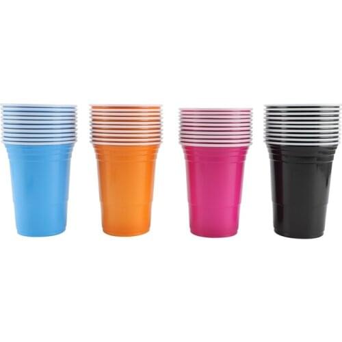 Disposable Plastic Cup, Wedding Birthday Party Cup, 16 Ounces, 4 Kinds of Color Thickened Plastic Cup
