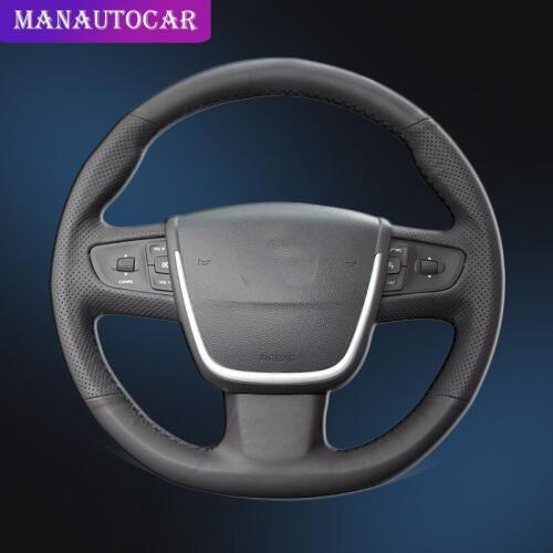 Car Braid On The Steering Wheel Cover for Peugeot 508 2011-2008 508 SW 2011-2008 Interior Auto Steering Wheel Cover Car-Styling