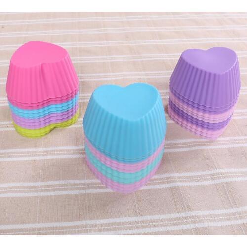 Wholesale Heart Shape Silicone DIY Cake Mold Cupcake Cup Muffin Baking Chocolate Mold LX1838