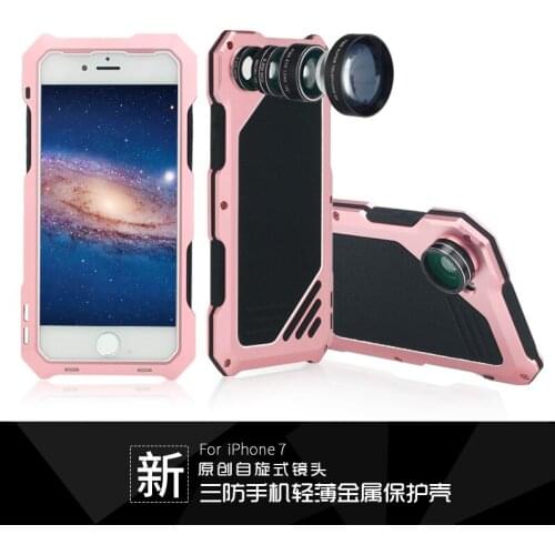 Original R-just Phone Case For iPhone 7 7 Plus Macro Lens Camera Case Metal Waterproof Shockproof Cover 3 in 1 micro lens Brand