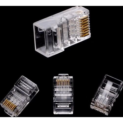 Tablet-OOTDTY 100Pcs/Pack RJ45 8-Pin Connector CAT6 Network Cable Modular Ethernet Crystal Plugs-sata to usb