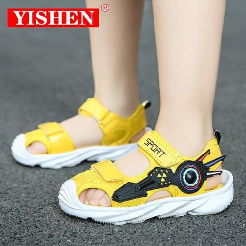 YISHEN New Summer Children Sandals Beach Boys Sandals Kids Shoes Closed Toe Sports Cartoons Breathable Outdoor Kids Sandals