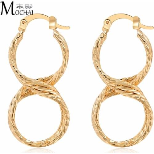 Korean Version Of Jewelry Earrings 8 Shape Fashion Retro Hoop Earrings Gold Color Wholesale Dangle Earrings ZK30