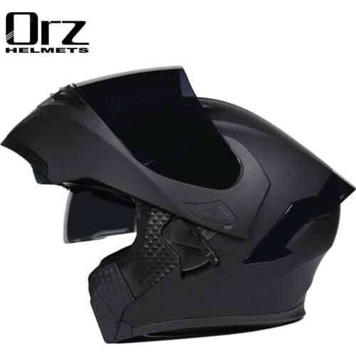 Mate Black Motorcycle Helmet Dirt Bike Helmet Flip Up Cascos Para Moto Double Shield Modular with Inner Sun Visor DOT Approved