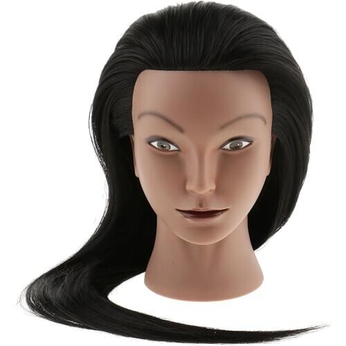 Silicone Cosmetology Hairdressing Practice Training Mannequin Head Straight Long Hair