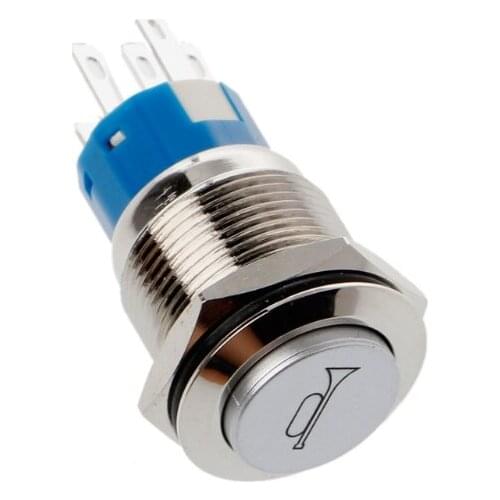 19mm LED Momentary Horn Button Metal Push Button Lighted Switch 12V