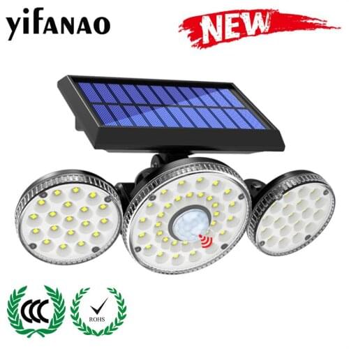 Upgrade 70/56 LED Solar Light Outdoor PIR Motion Sensor 3/2 Head Waterproof LED Street Lamp Solar Sunlight for Garden decoration
