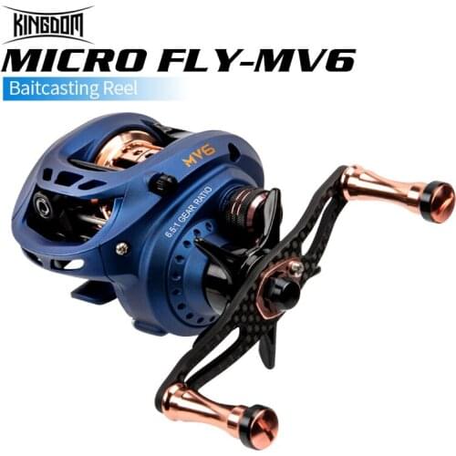 KINGDOM Ultralight 138g MICRO FLY-MV6 Carbon Baitcasting Fishing Reel 6+1BB 5kg Drag Power 6.5:1 Ratio High Speed Baitcast Reels