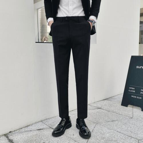 2020 spring new pinstripe casual pants mens slim trend straight pants Korean business fashion British style suit pants men