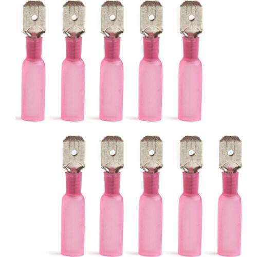YT 10pcs Red HMDD1.25-250 Tinned Copper Heat Shrink Spade Terminals Connectors Butt Cable Wire Connectors With Plastic Box