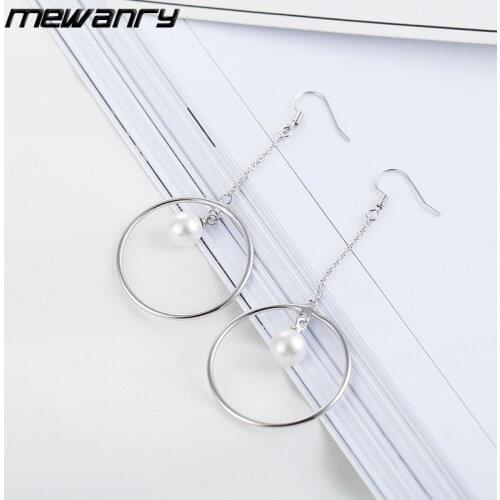 Mewanry 925 Sterling Silver Pearl Earrings for Women New INS Fashion Elegant Simple Party Jewelry Gifts Prevent Allergy