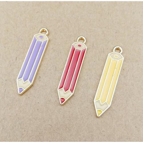10pcs Enamel Pencil Charm Jewelry Accessories Earring Pendant Bracelet Necklace Charms Zinc Alloy 5x27mm
