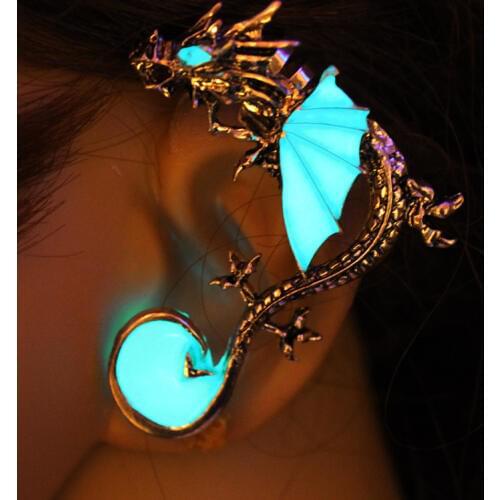 2017 New design dragon Ear Cuff cobra Ear Cuff GLOW in the DARK dragon Ear clip earrings Earrings Clip Earrings WOMEN girls gift