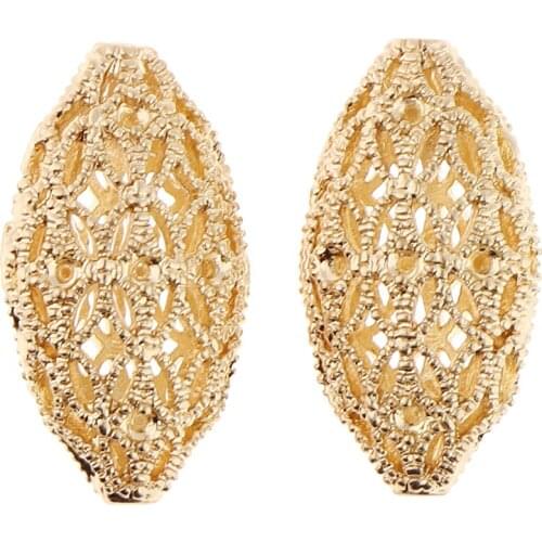2x Filigree Gold Beads Loose Spacers for DIY Bracelets Making Supplies Charm