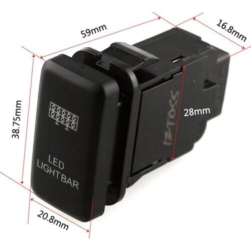 4Pcs 12V Blue LED Push Button Switch with Connector Wire Kit for Toyota FJ Cruiser 2010 2011 2012 2013, 39x21mm