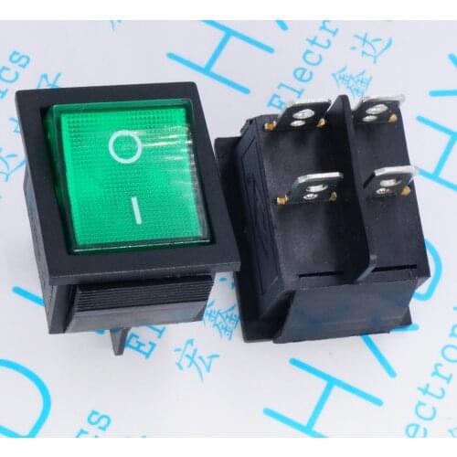 5pcs/KCD4-201 4P Rocker switch 4 Pin 2 files Belt lamp 16A 250V 31x25mm