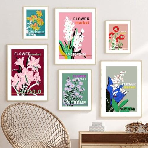 Abstract Flower Market New York Botanical Art Posters And Prints Wall Art Canvas Painting Wall Pictures For Living Room Decor