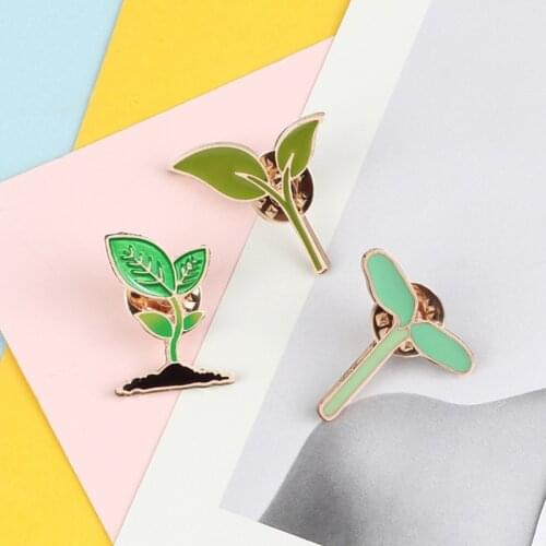 Cartoon Plant Brooch Lovely Green Tree Bud Leaves Women Metal Enamel Pin Denim Jackets Bag Lapel Pins Badge Fashion Men Jewelry