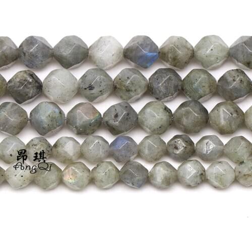 Natural Stone Faceted Gray Labradorite Loose Beads 6 8 10mm Pick Size Spacer Beads For Jewelry Making DIY Bracelets Accessories