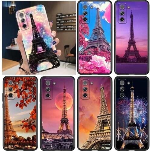 France Paris Eiffel tower for Samsung Galaxy S21 Ultra Plus Note 20 10 9 8 S10 S9 S8 S7 S6 Edge Plus Black Phone Case