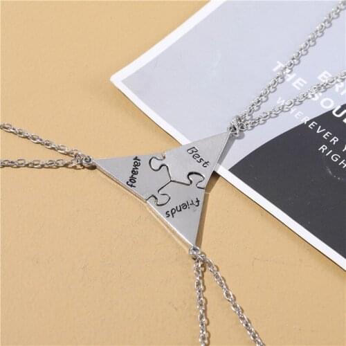 2021 Fashion New Splicing Alloy Unisex Pendant Choker 3 Pieces Best Friend Forever Friendship BFF Personality Pendant Necklace