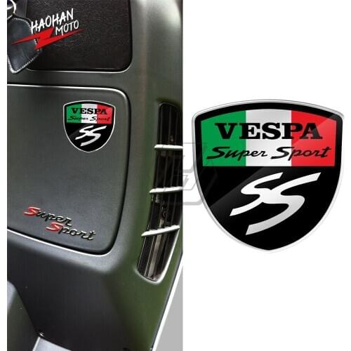 For Piaggio Vespa SS Super Sport 3D Resin Motorcycle Decal Italy Flag Sticker