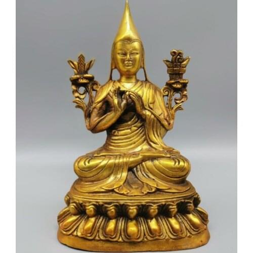 China brass tsongkhapa Tibetan Buddha crafts statue