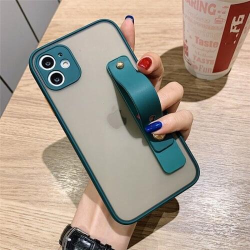 Candy Wrist Strap Camera Protection Phone Case for iPhone 11 12 Mini Pro Max XS Max X XR 7 8 Plus Clear Soft Shockproof Cover