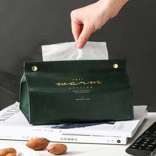 Creative PU Leather Tissue Box Soft Foldable Napkin Holder Letter Print Tissue Case Home Kitchen Car Paper Holder Storage Box