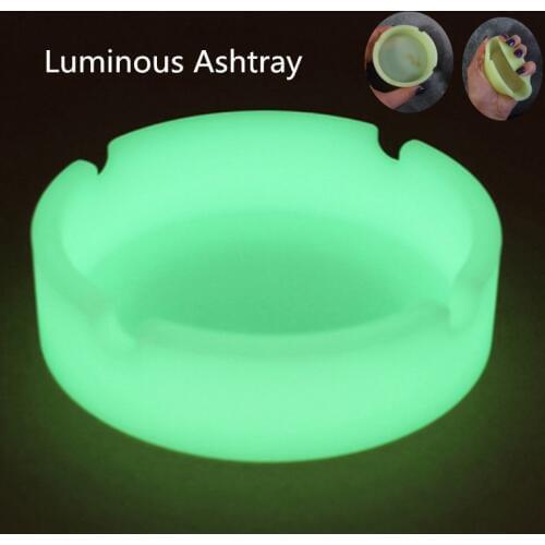 Creative Silicone Gel Ashtray Light Cigarette Case Luminous Circular Ashtray Fluorescent Smoke Convenient Drop Ashtrays