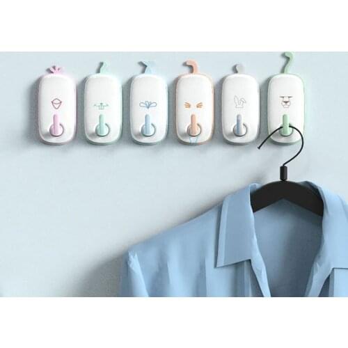 Creative Free-punching Cartoon Animal Hook Household Wall-mount Key Holder Multifunctional Storage Rack Non-marking Sticker Hook