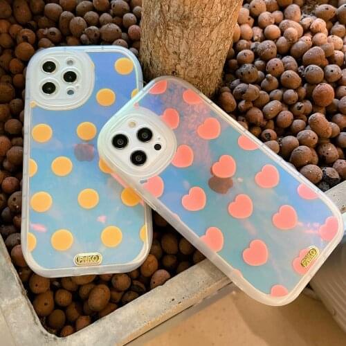 Love Heart Laser Phone Cases For iPhone 12pro Max 11pro 11promax 7 8Plus XR XS MAX Transparent Hard Back Cover Protector Cases