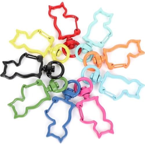 10Pcs 14 Colors 42x17mm Cats Metal Key Holder Split Rings Connectors For Jewelry Making DIY Keychain Keyring Accessories Finding