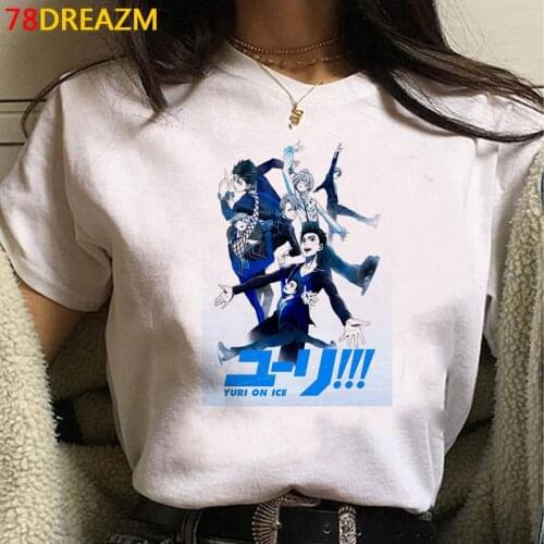 Yuri on Ice top tees summer top male print vintage grunge summer top white t shirt
