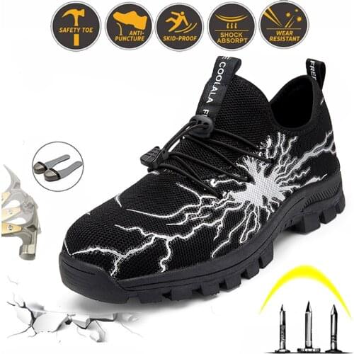 Outdoor Safety Work Shoes Men Steel Toe Cap Crash-Proof Anti-Puncture Sport Summer Sneakers Man Indestructible Boots for Men New