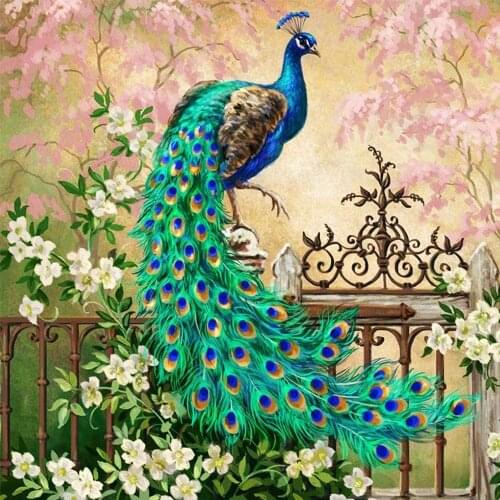 Animal Peacock DIY Cross Stitch 11CT Embroidery Kits Needlework Craft Set Cotton Thread Printed Canvas Home Dropshipping