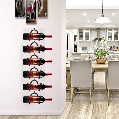6Pack—Wall Mount Wine/Towel Rack, Wall Mounted Flexible Adjustable Metal Wine Bottle & Glass Rack Holder | Home & Kitchen Décor