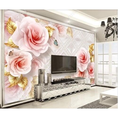 Custom mural 3d photo wallpaper Embossed rose European style jewelry decor living room 3d wall murals wallpaper for walls 3 d