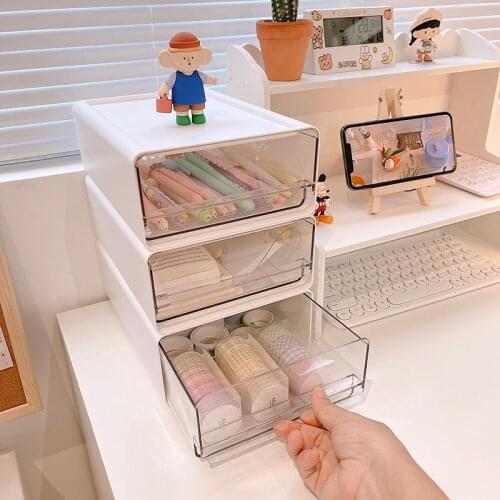 Ins Desktop Drawer Make Up Organizer Jewelry Desk Arrangement Artifact Home Office Stationery Small Box Lipstick Storage Box