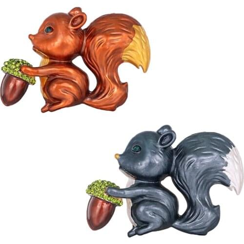 New Fashion Enamel Rhinestone Animal Squirrel Brooches Pins Vivid Autumn Squirrel Brooch