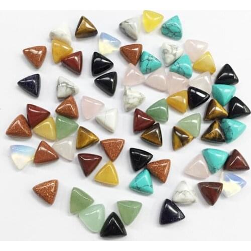 New Arrival Natural Stone 12pcs/lot Triangle Ring Face for Jewelry Mixed No Hole Patch 10mm DIY Necklace Bracelet Accessories
