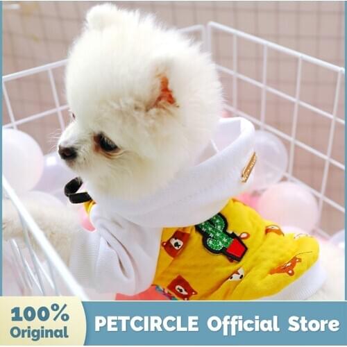 PETCIRCLE Dog Puppy Clothes Gold Bear Label Hoodie Fit Small Dog Pet Cat All seasons Pet Cute Costume Dog Cloth Dog Fashion Coat