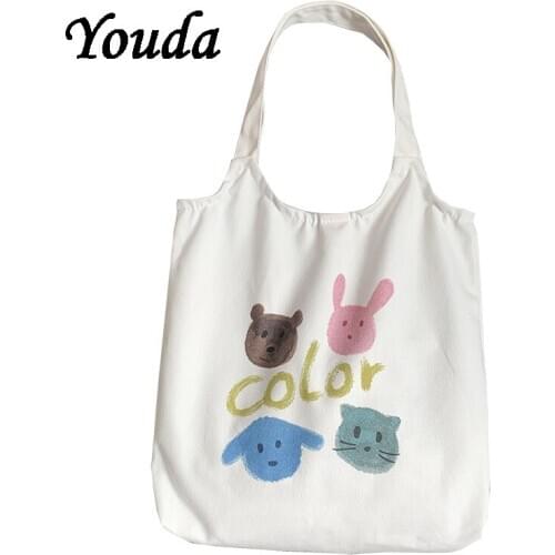 Youda Original Canvas Women Handbags Casual Style Ladies Shopping Bags Fashion Female Handbag Simple Ladies Shoulder Bags Tote