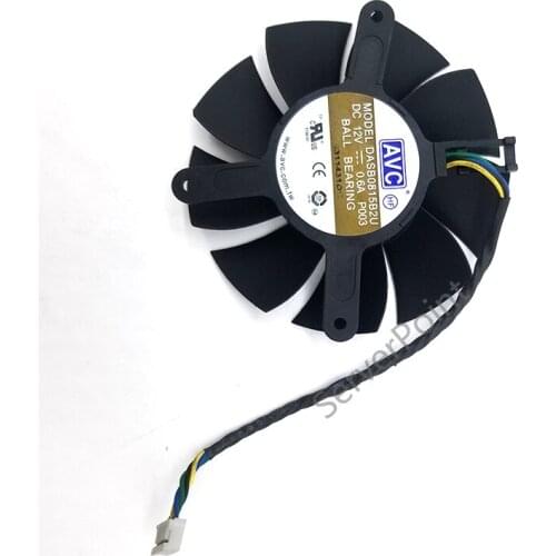Original DASB0815B2U DC12V 0.6A 74mm 4Wires 4Pin For ZOTAC GTX560TI Graphics Card Cooler Cooling Fan