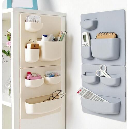Plastic Self-Adhesive Storage Rack Shelf Wall Mounted Bathroom Kitchen Refrigerator Fridge Storage Rack Organizer Holder